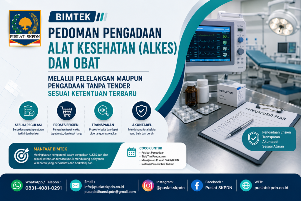 Bimtek Pedoman Pengadaan Alat Kesehatan (ALKES) dan Obat melalui Pelelangan maupun Pengadaan Tanpa Tender sesuai Ketentuan Terbaru