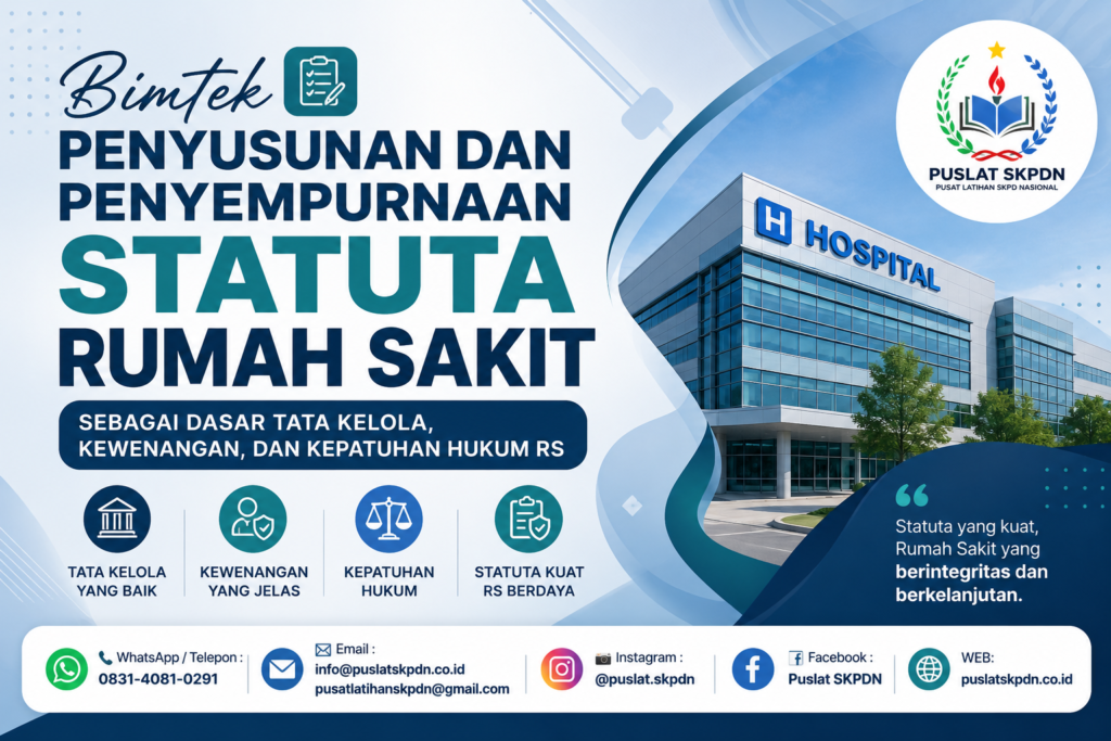 Bimtek Penyusunan dan Penyempurnaan Statuta Rumah Sakit sebagai Dasar Tata Kelola, Kewenangan, dan Kepatuhan Hukum RS