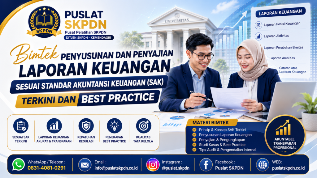 Bimtek Penyusunan dan Penyajian Laporan Keuangan sesuai Standar Akuntansi Keuangan (SAK) Terkini dan Best Practice