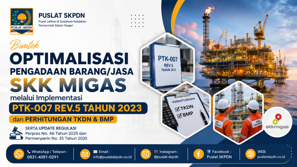 Bimtek Optimalisasi Pengadaan Barang/Jasa SKK Migas melalui Implementasi PTK-007 Rev.5 Tahun 2023 dan Perhitungan TKDN & BMP